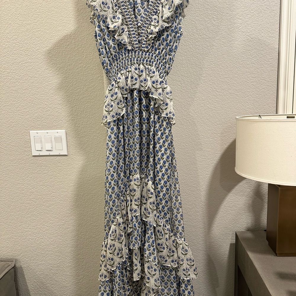 Misa Los Angeles Blue and White Midi Dress - Picture 4 of 10